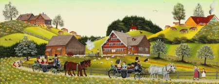 Vier Jahreszeiten, Frühling. 1979. U. l. sig. "Alb. Manser", auf Pferdekutschen dat. Sommer. 1979. U. r. sig. und dat. "Alb. Manser 79", auf Schellenriemen mgr. und dat. Herbst. 1977. U. r. sig. und dat. "Alb. Manser 77", auf Schellenriemen mgr. und dat. Winter. 1976. U. l. sig. und dat. "Alb. Manser 76", auf Schellenriemen dat.