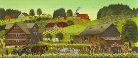 Festtagskutsche vor Appenzeller Sommerlandschaft, 1978