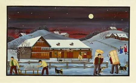 ALBERT MANSER — Appenzeller Vollmondszene mit Nikolaus. 1971. — Koller Auktionen