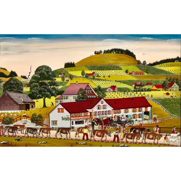 Albert Manser — Alpaufzug beim Gasthaus zum Schäfli in Appenzell.