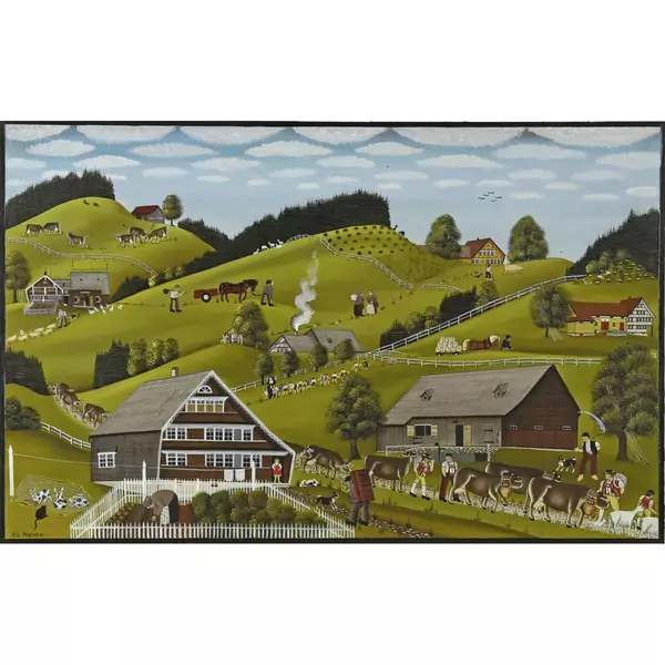 Albert Manser — Alpaufzug im Appenzellischen, mit Schulklasse — Galerie Kornfeld
