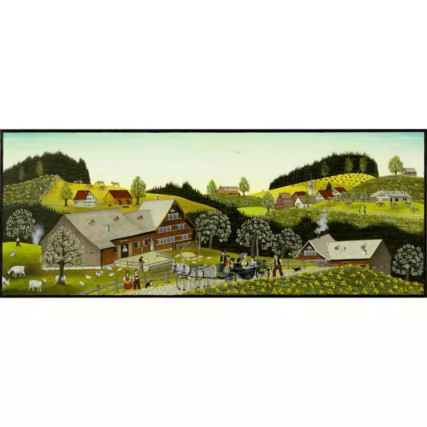 Albert Manser — Appenzeller Landschaft mit Hochzeitsfahrt — Galerie Kornfeld