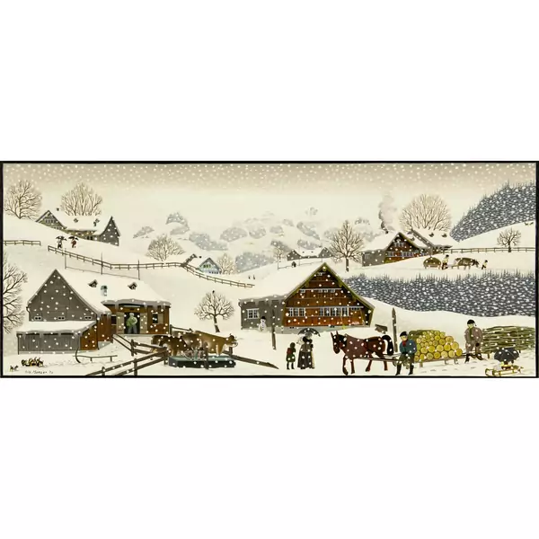 Albert Manser — Appenzeller Landschaft mit winterlicher Holzfuhre — Galerie Kornfeld