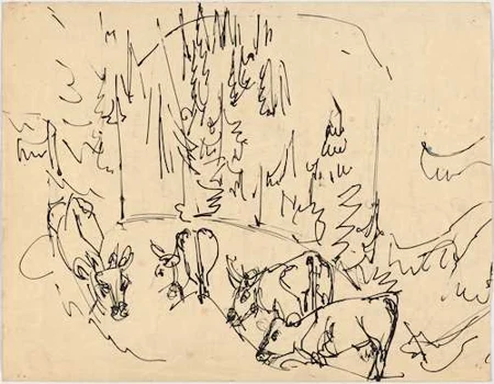 ALBERT MÜLLER — Kühe im Wald. — Koller Auktionen