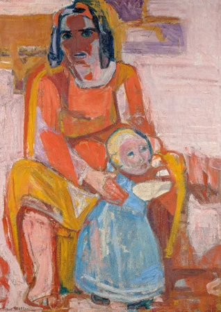 Mutter mit Kind (Detail aus dem Wandbildentwurf «Verlorenes Paradies» für den Strafgerichtssaal Basel), 1924