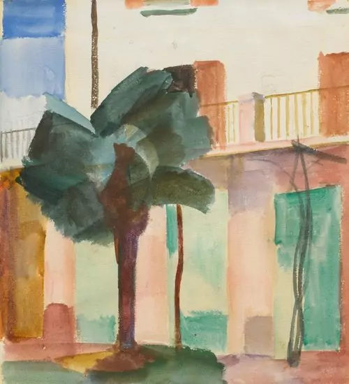 ALBERT MÜLLER — Hof mit Baum. — Koller Auktionen