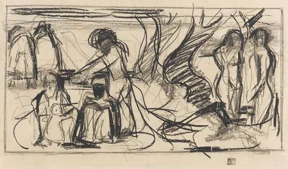 Albert Müller — Verlorenes Paradies. Entwurfsskizze für den Strafgerichtssaal Basel