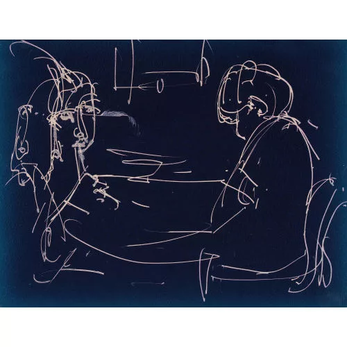 Albert Müller — Anna Müller und Caspar am Tisch.