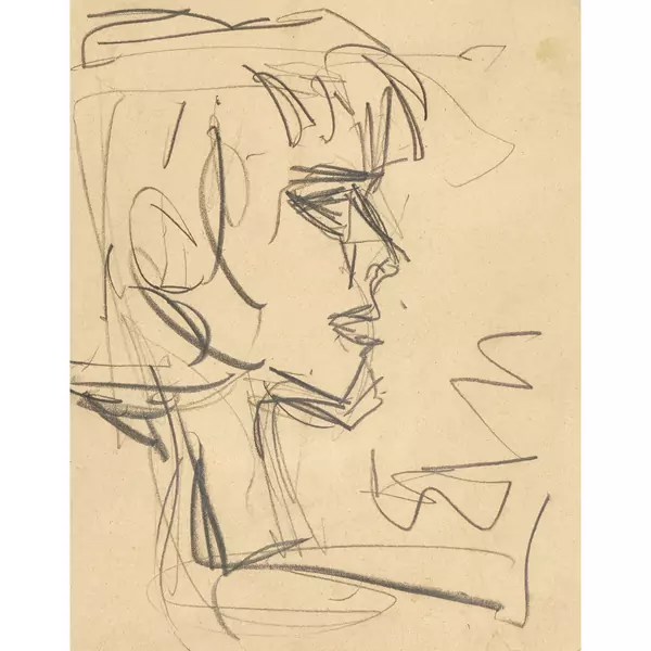 Kopfporträt von Ernst Ludwig Kirchner im Profil