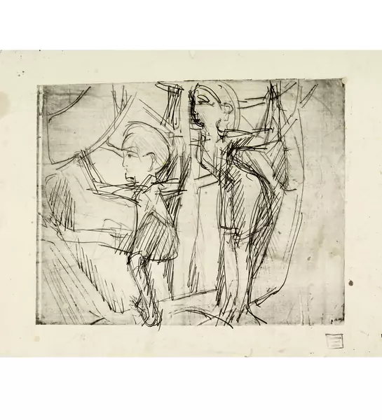 Albert Müller — Zwei Kinder, auf Bäume kletternd — Galerie Kornfeld
