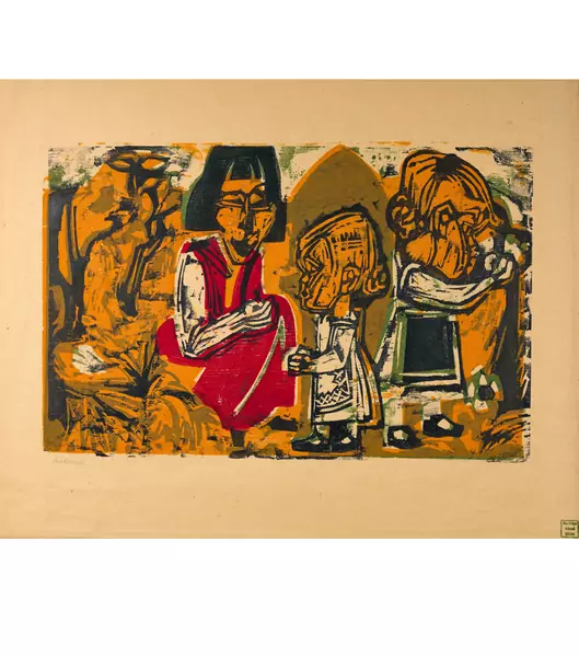 Albert Müller — Mutter Anna Müller mit den Zwillingen Judith und Kaspar — Galerie Kornfeld
