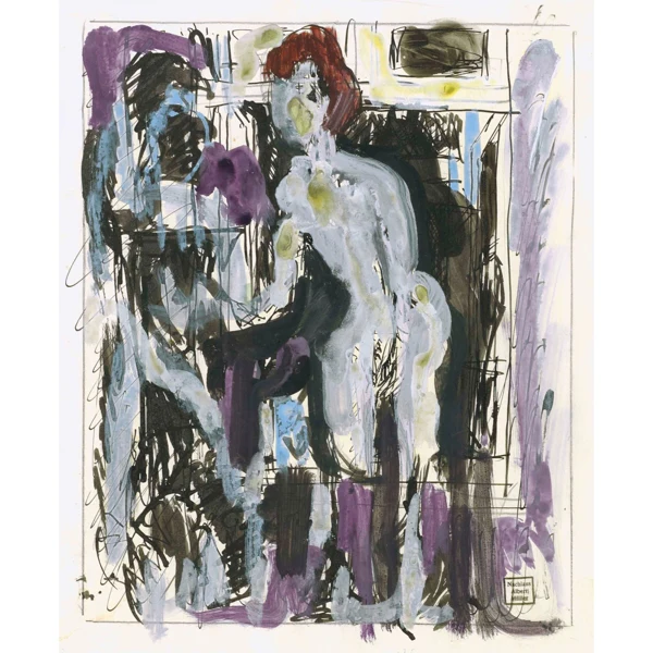 Albert Müller — ZWEI STEHENDE WEIBLICHE AKTE TWO STANDING FEMALE NUDES