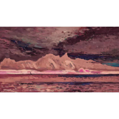 Albert Neuenschwander — "Stockhorn am Abend von Gunten aus".