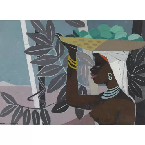 Afrikanerin mit Früchtekorb