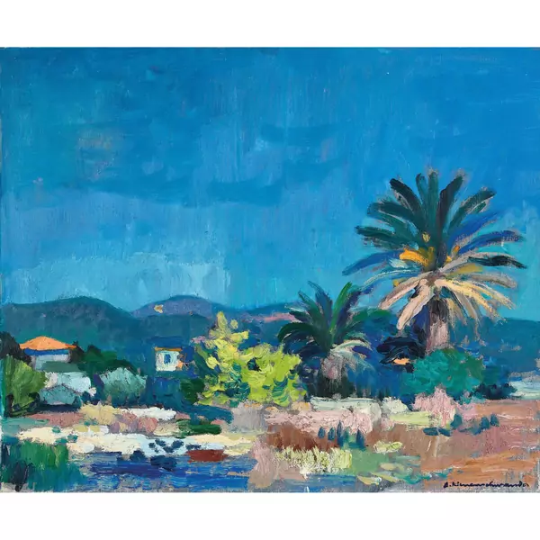 Südliche Landschaft mit Palmen