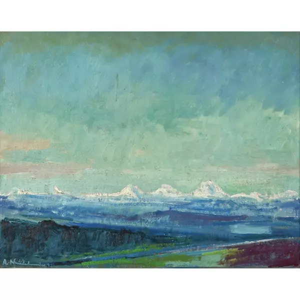 Emmentaler Landschaft mit Alpenkette
