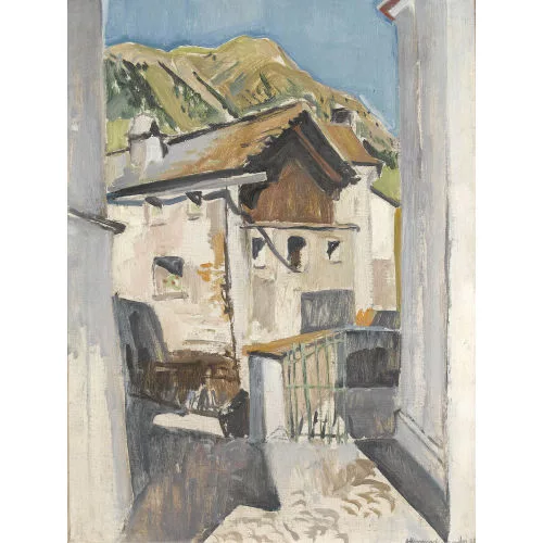 Albert Neuenschwander — Sonnige Dorfpartie in den Alpen.