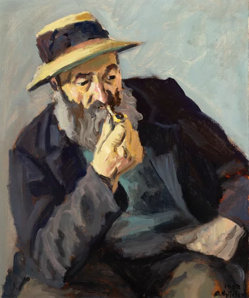 Albert Nyfeler — Alter Bauer beim Rauchen