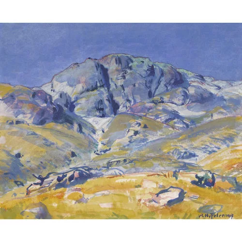Albert Nyfeler — Sommerliche Hochgebirgspartie mit Felsrücken.