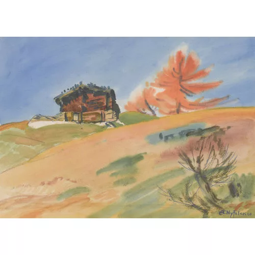 Albert Nyfeler — Chalet an einem sonnigen Herbsttag.