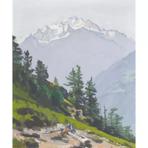 Albert Nyfeler — "Morgen auf Hohenalp mit Mischabel".