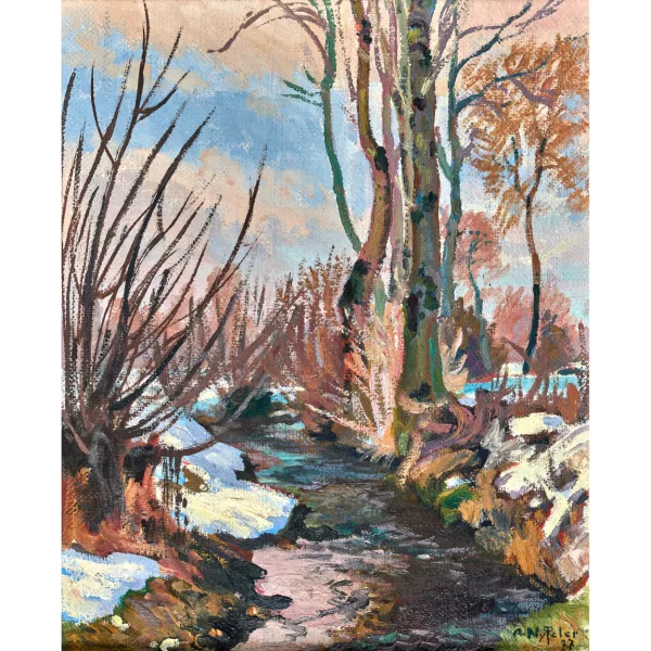 Albert Nyfeler — Bachlandschaft mit Schnee.