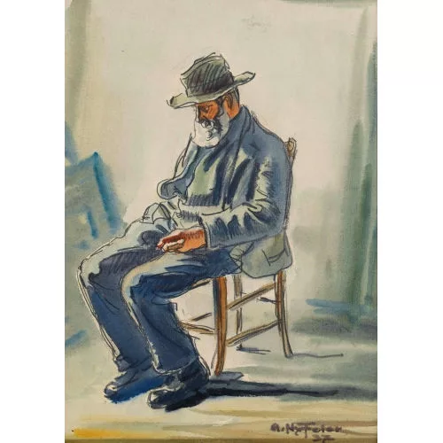 Albert Nyfeler — "Alter Bergführer im Atelier".