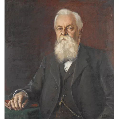 Albert Nyfeler — Bildnis eines bärtigen Herrn mit Buch.