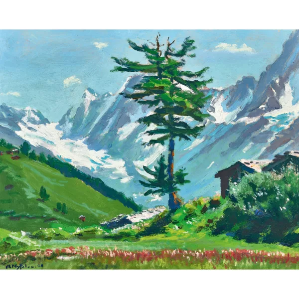 Albert Nyfeler — "Am Höhenweg" (Nyfeler-Baum auf der Alp Bühl im Lötschental).