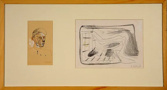 Albert Oehlen — 2 Blätter: Heil und Zufall, 1986; Portrait, 1986