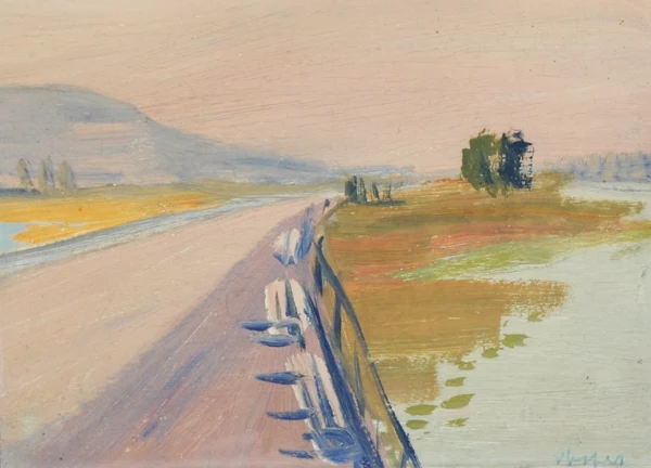 Albert Pfister — Rosiges Licht mit Schilf, ca. 1940