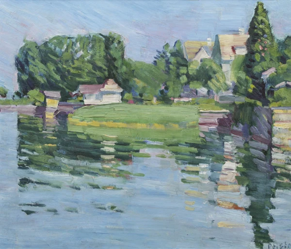 Albert Pfister — Uferpartie am Zürichsee - rectoStudie eines Hauses - verso