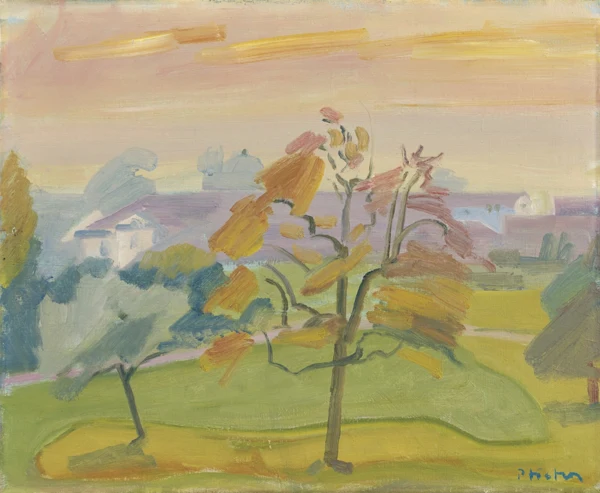 Albert Pfister — Baum vor Landschaft (Herbststimmung)