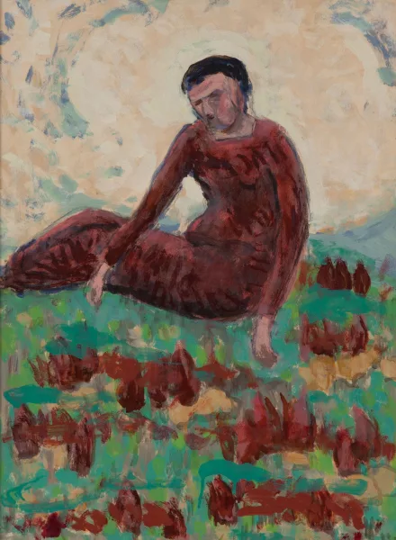 Albert Schmidt — Femme assise dans un pré