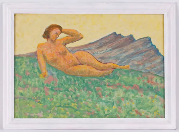 Albert Schmidt — Nu allongé dans un paysage,