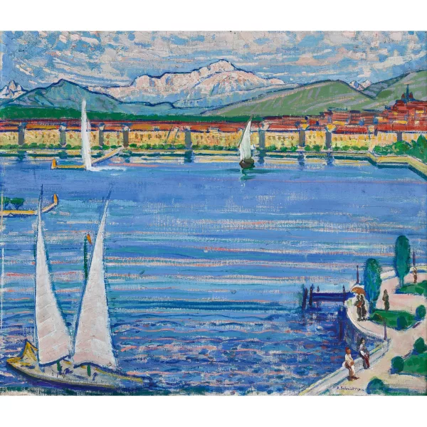 Albert Schmidt — Vue de Genève avec le Mont-Blanc.