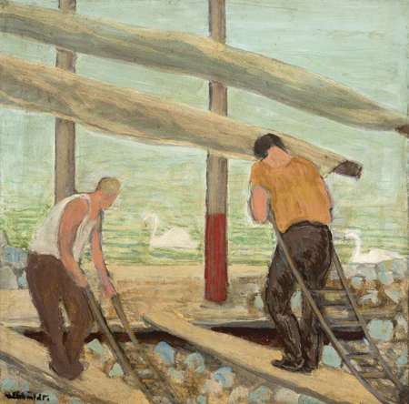 Le déchargement au bord du lac