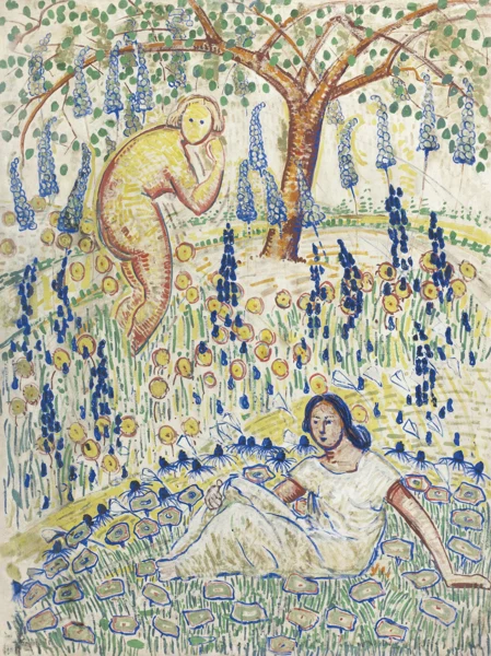 Albert Schmidt — JUNGE FRAUEN IN EINER WIESE, 1913YOUNG WOMEN ON A LAWN, 1913
