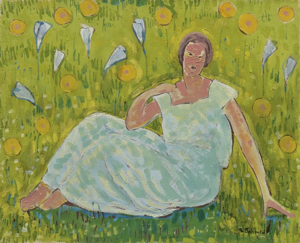 Albert Schmidt — Femme assise dans un jardin