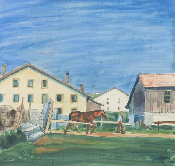 Albert SCHNYDER (1898-1989), 'In den Freibergen', dans les Franches-Montagnes, aquarelle — DognyAuction