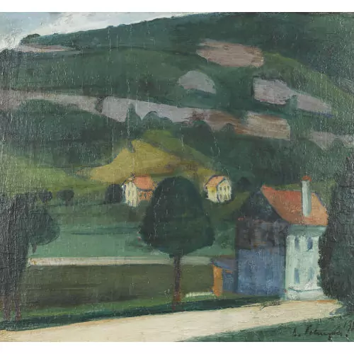 Sommerlandschaft mit Häusern