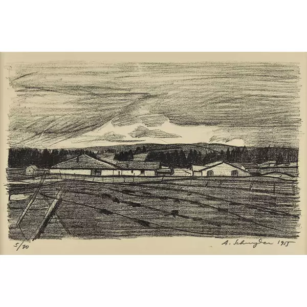 Jurassische Landschaft mit Häusern
