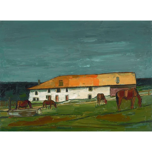 Albert Schnyder — CHEVAUX DEVANT LA FERME, 1961 HORSES IN FRONT OF THE FARMSTEAD, 1961