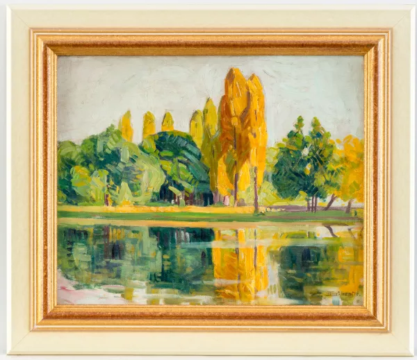 Albert Silvestre — Arbres devant un étang