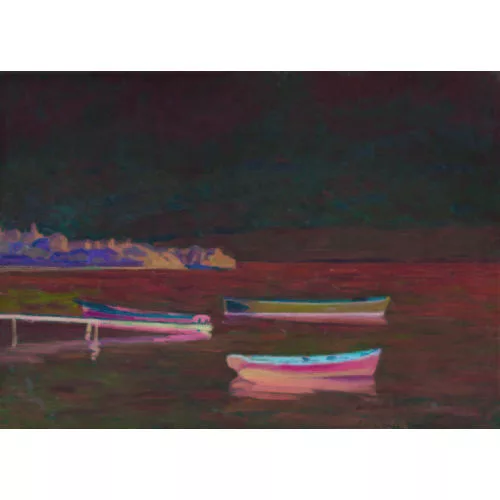 Albert Silvestre — Seeuferpartie mit Booten.