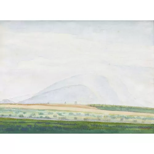 Weite Landschaft mit Bergkette