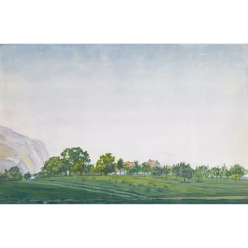 Landschaft mit Genfer Bauernhäusern