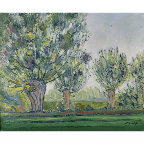 Landschaft mit Weidenbäumen