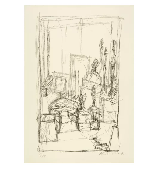 Alberto Giacometti — Sculptures et tableaux dans l’atelier I