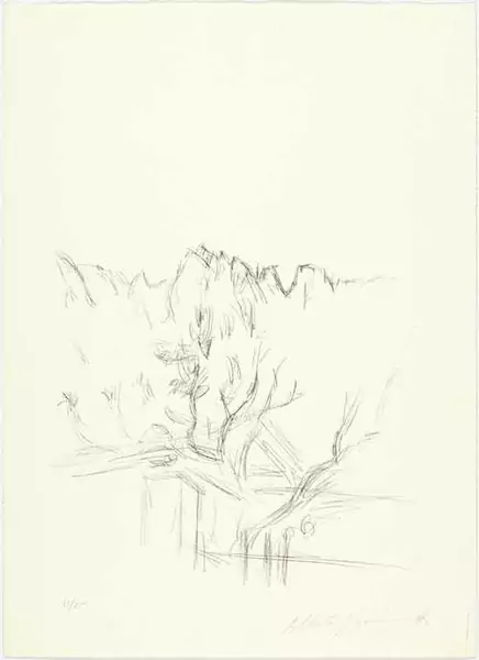 ALBERTO GIACOMETTI — Paysage aux arbres et aux montagnes en Bregaglia. 1963. — Koller Auktionen